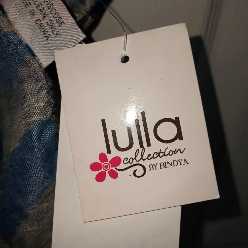 LULLA COLLECTION by BINDYA Blue FloralPrint Women's Scarf 100%Viscose NWT 70